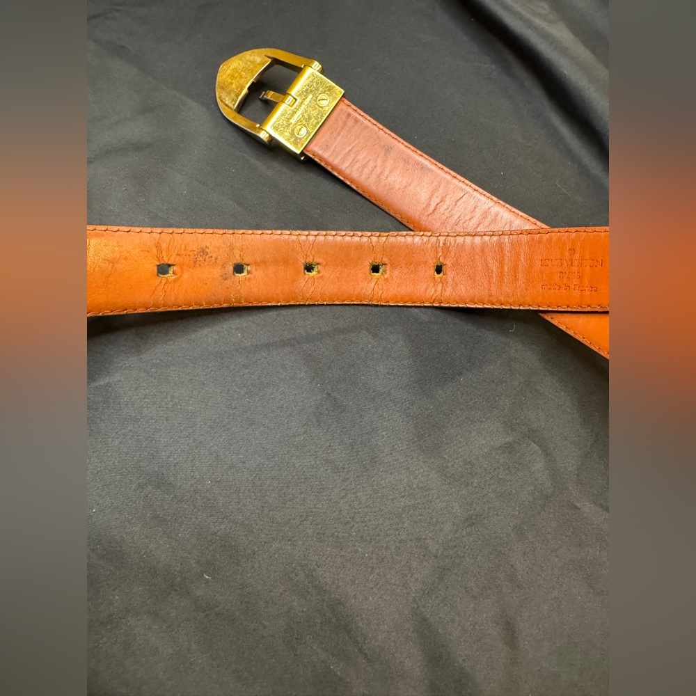 Louis Vuitton EPI Leather Cognac Brown Gold Buckle Belt - Picture 6 of 16